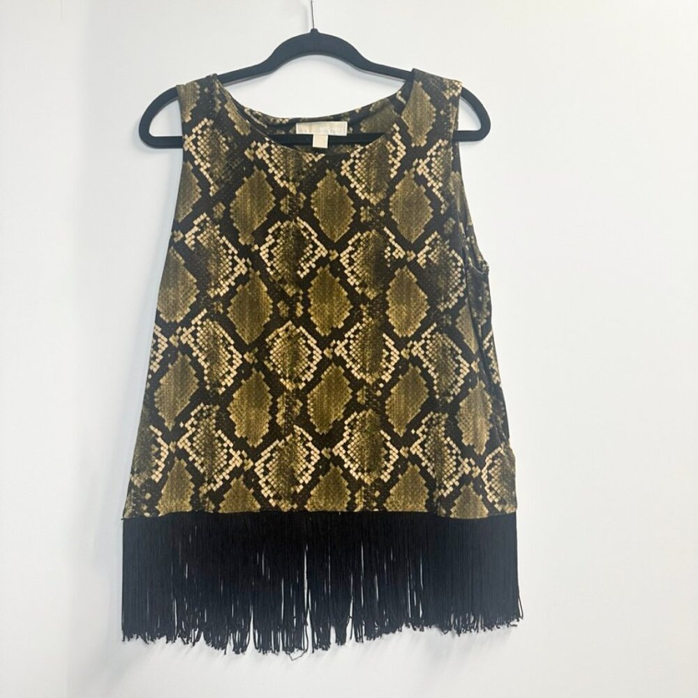 Michael Kors Fringed Sleeveless Top, XL